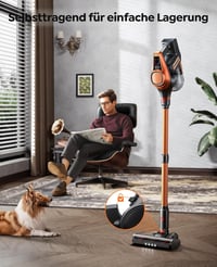 Fieety Vezeték Nélküli Porszívó 550W 45kPa - 60 Perces Üzemidő, LED Kijelző, Cserélhető Akkumulátor, Kanapé Kefe, Összecsomósodás-Gátló Kefe 7