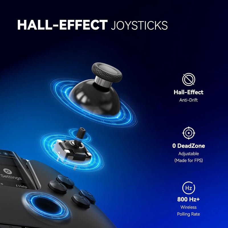 FIEHDUW ManbaOne Interaktív Képernyős Játékvezérlő PC/Switch/iOS/Android Platformokhoz - Hall-Effekt Kontroller LED Világítással és Töltőáll
