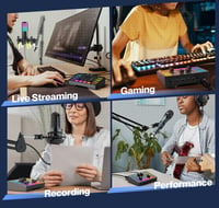 FIFINE Gaming Audio Mixer RGB XLR Mikrofon Interfész Podcast Streaming 7