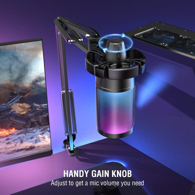 FIFINE Gaming Mikrofon USB PC-hez Kar Állvánnyal Podcast Streaming Stúdió