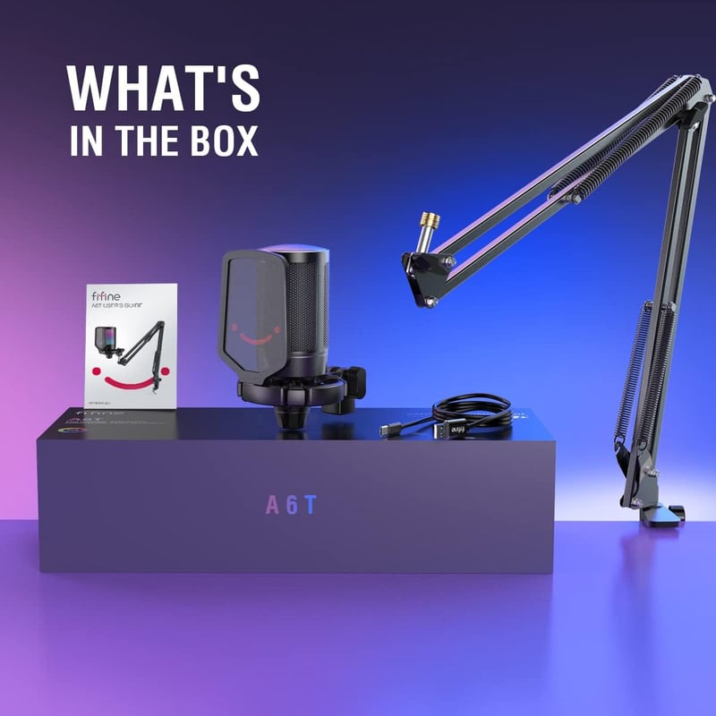 FIFINE Gaming Mikrofon USB PC-hez Kar Állvánnyal Podcast Streaming Stúdió