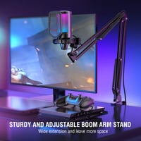 FIFINE Gaming Mikrofon USB PC-hez Kar Állvánnyal Podcast Streaming Stúdió 2