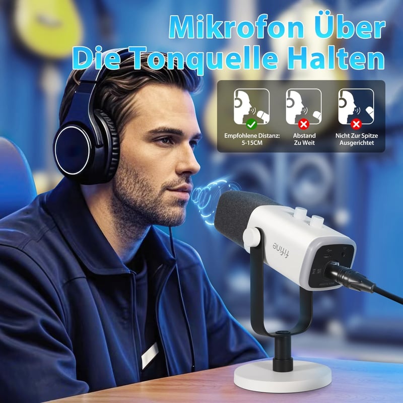 FIFINE MI13 USB XLR Dinamikus Mikrofon Streaming és Podcast Készítéshez - RGB Világítással, Némító Gombbal, PC/PS4/PS5/Mac Kompatibilis