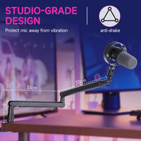 FIFINE MI17 Mikrofon Állvány - Fém Mikrofonkar Podcast, Streaming és Gaming Stúdiókhoz, 360° Forgatható, 1,5kg Teherbírás, Kábelrendezővel 2