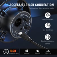 Microfon de studio FIFINE XLR și USB pentru streaming, podcast, gaming, compatibil cu PS4/PS5, Mac, mixer, cu buton de mute 4