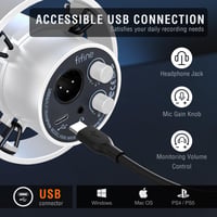 Microfon Dinamic de Studio XLR FIFINE cu Conexiune USB, pentru Streaming, Podcast și Gaming, compatibil cu PS4/5, Mac, Mixere și Plăci de Sunet - Alb 2