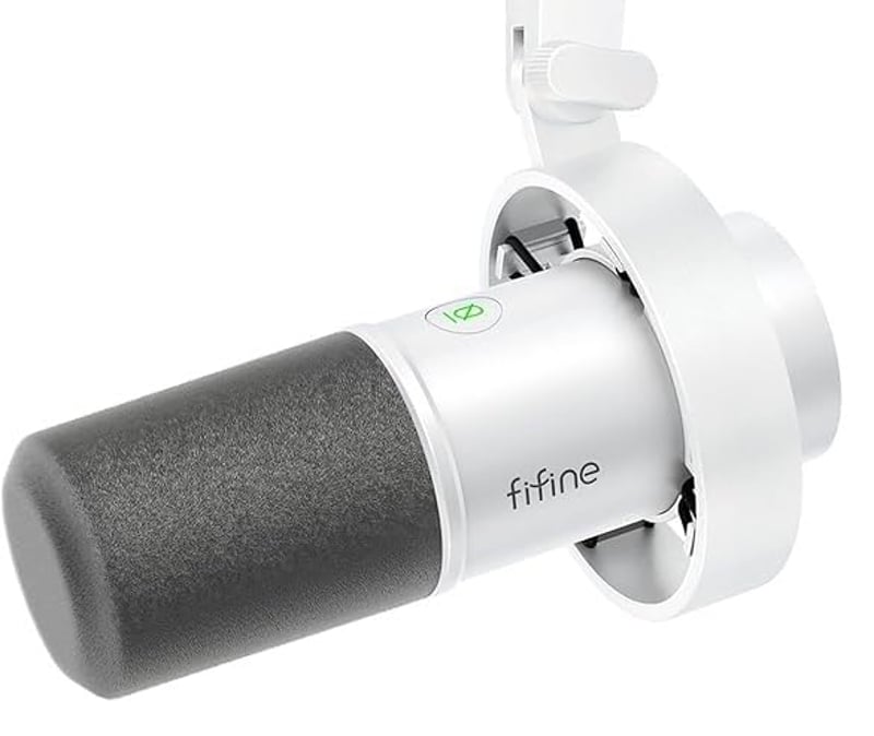 Microfon Dinamic de Studio XLR FIFINE cu Conexiune USB, pentru Streaming, Podcast și Gaming, compatibil cu PS4/5, Mac, Mixere și Plăci de Sunet - Alb