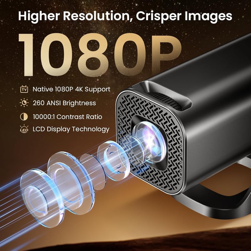 finade Mini Projektor 4K 1080P Android 12 WiFi 6 Bluetooth 5.4 Otthoni Mozi