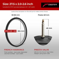 Fincci kerékpár belső gumi 27,5 x 2.1-2.6", Presta 48 mm szelep - 2 db 2