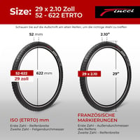 Fincci Gravel összecsukható MTB kerékpárgumi - fekete - 29x2.10" (52-622) 2