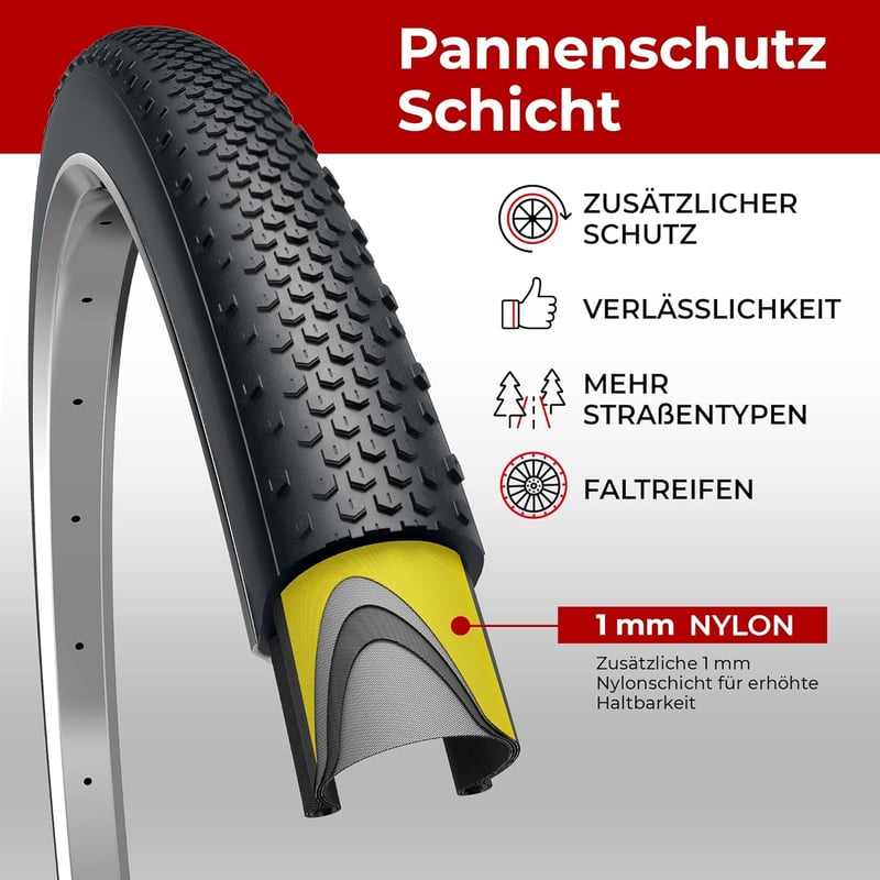 Fincci 700c x 38c Kevlar Gravel Kerékpárgumi Pár 28 Zoll Pannaszűrővel Trekking Város Hibrid Cyclocross