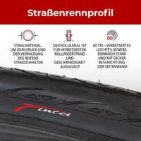 Fincci 700x25c kerékpár gumi pár 28" 3mm sima gumiabroncs 3