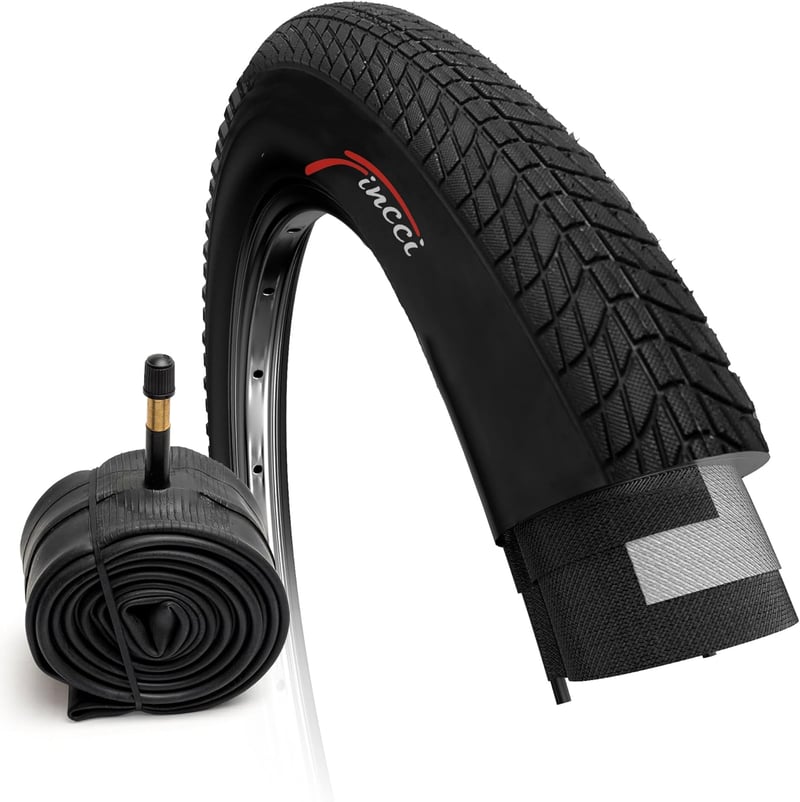 Fincci BMX Kerékpár Gumi Szett 20 x 1.75 Méretben - Fekete Külső Gumik Belső Tömlővel, Schrader Szeleppel Gyerek és MTB Biciklikhez