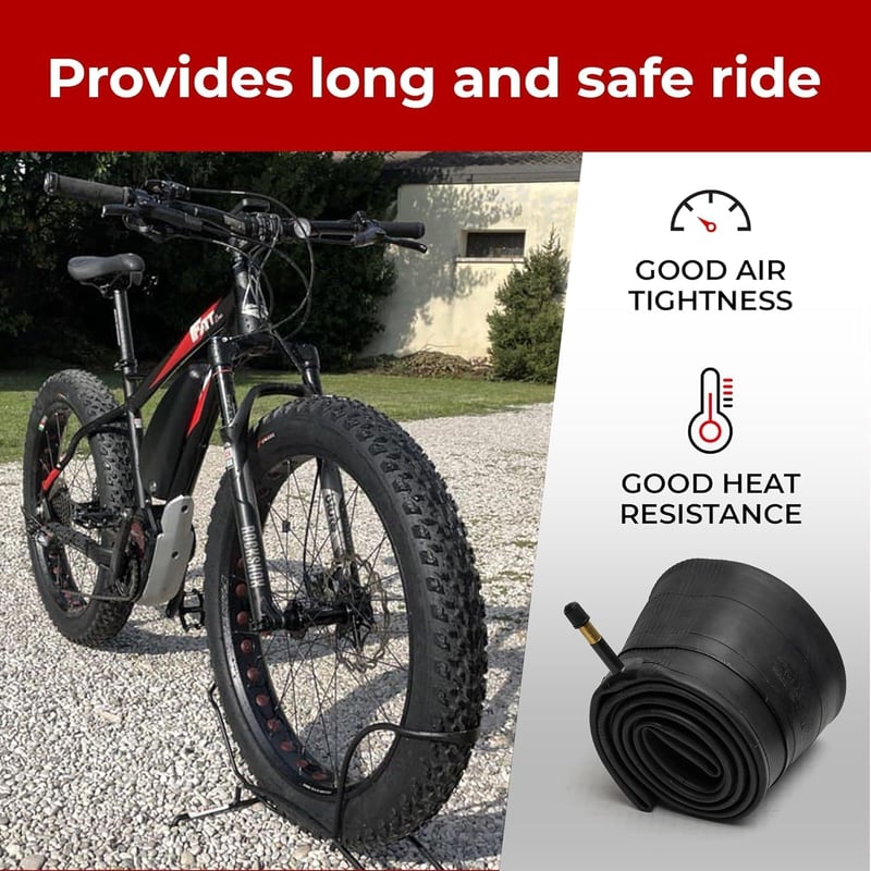 Fincci Fatbike Belső Gumi 26 x 4.0 - MTB Kerékpár Tömlő Schrader Autószeleppel, 48 mm, Hegyi Biciklihez, E-Bike-hoz