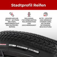 Fincci Gravel Kerékpárgumi 700x35c Pár Kevlar Pannenschutz Trekking Hibrid E-bike 4