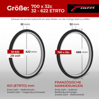 Fincci Kerékpár Gumi 28 Hüvelyk 700x32c Kevlar Defektvédelem Városi Trekking Hibrid E-bike Kerékpár Abroncs Pár Fekete 2