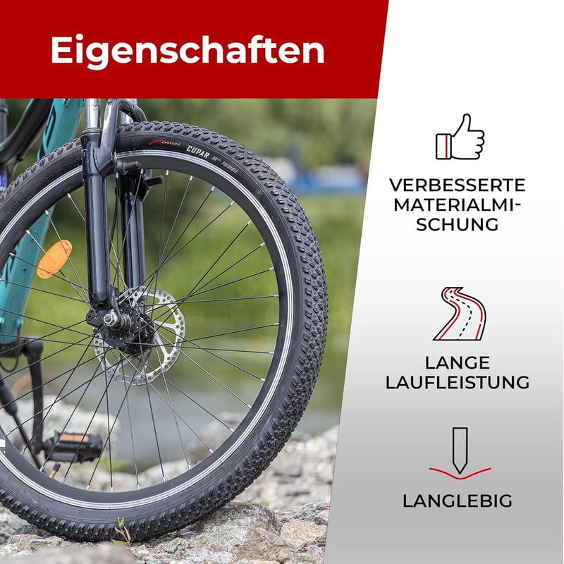 Fincci MTB Kerékpár Gumi 26 x 2.125 - Összehajtható Külső Gumiabroncs Hegyi, Városi és Elektromos Kerékpárokhoz, Gumikészlet