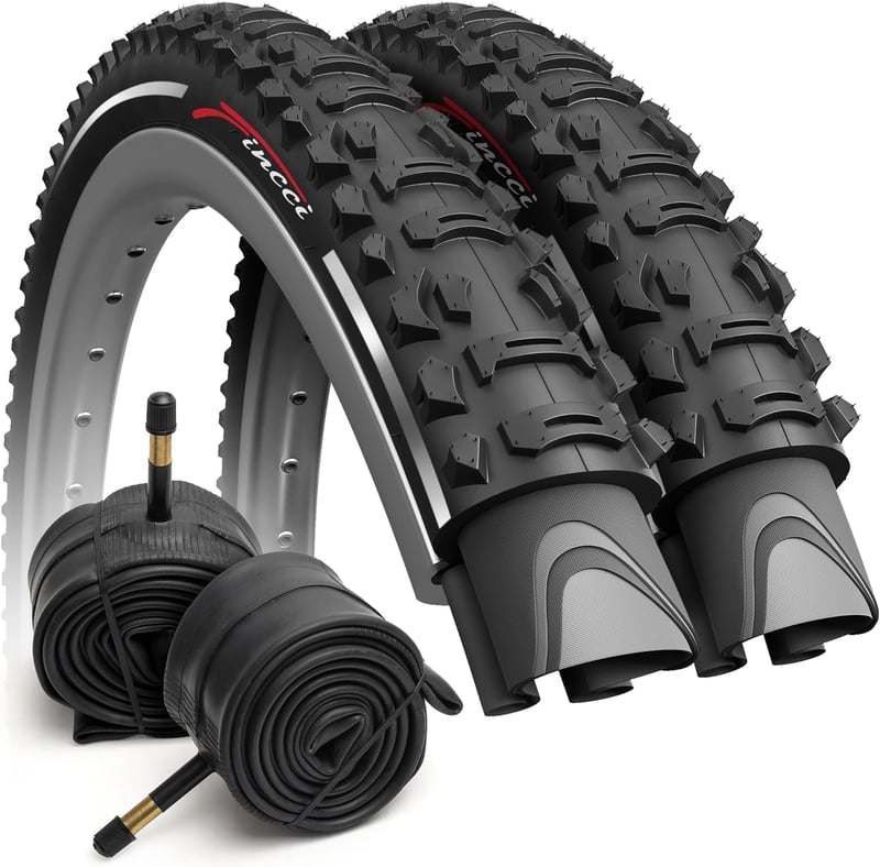 Fincci MTB Kerékpár Külső Gumi 26" x 1.95 + 2 db Belső Tömlő - Fekete Összehajtható Köpeny Hegyi Biciklihez, E-Bike-hoz 60 TPI
