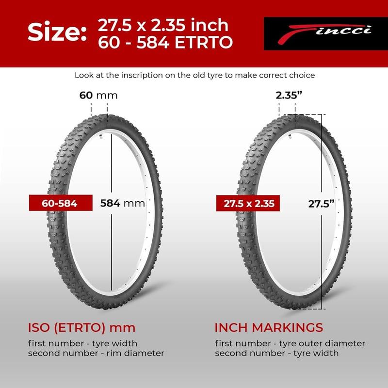 Fincci MTB Kerékpár Külső Gumi 27.5/29 x 2.35" - 2 db Összehajtható Terepgumi 1 mm Nylon Védelemmel Hegyi Biciklizéshez, Sáros Utakra