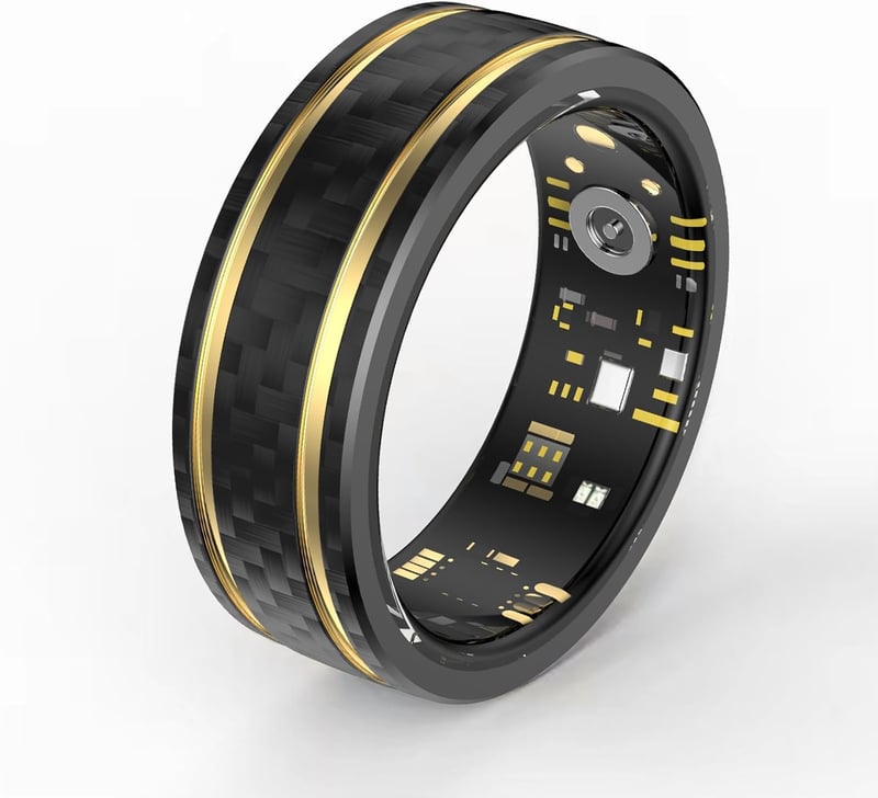 findtime Okos Gyűrű Fitness Tracker Pulzusmérő SpO2 Lépésszámláló Fekete-Arany