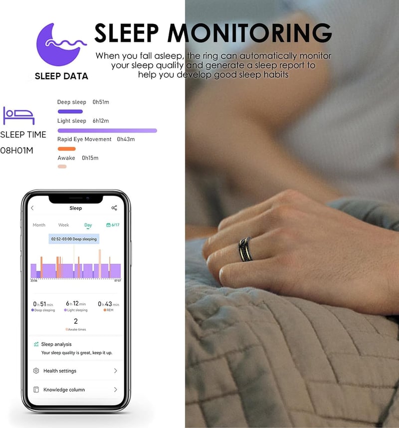 findtime Okos Gyűrű Fitness Tracker Pulzusmérő SpO2 Lépésszámláló Fekete-Arany