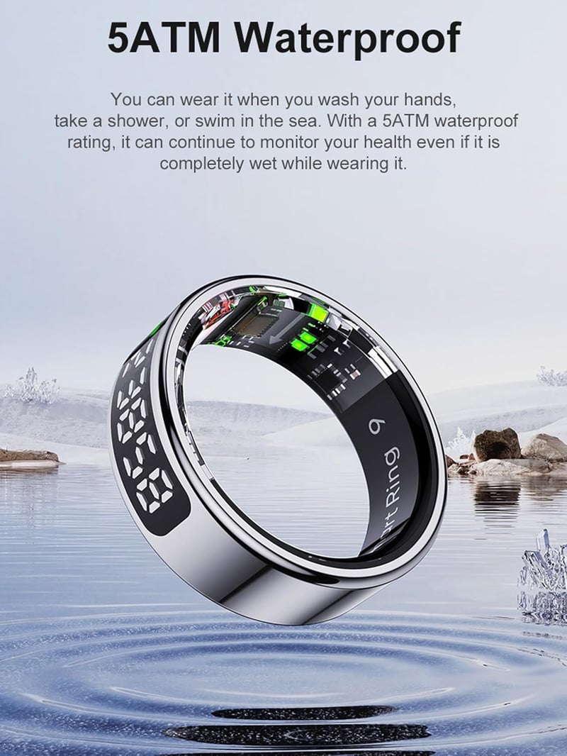 Findtime Okos Gyűrű Kijelzővel Pulzusmérő Véroxigén Monitor Lépésszámláló Vízálló Fitness Tracker - Y(#12), black