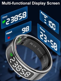 Findtime Okos Gyűrű Kijelzővel Pulzusmérő Véroxigén Monitor Lépésszámláló Vízálló Fitness Tracker - Y(#12), black 4