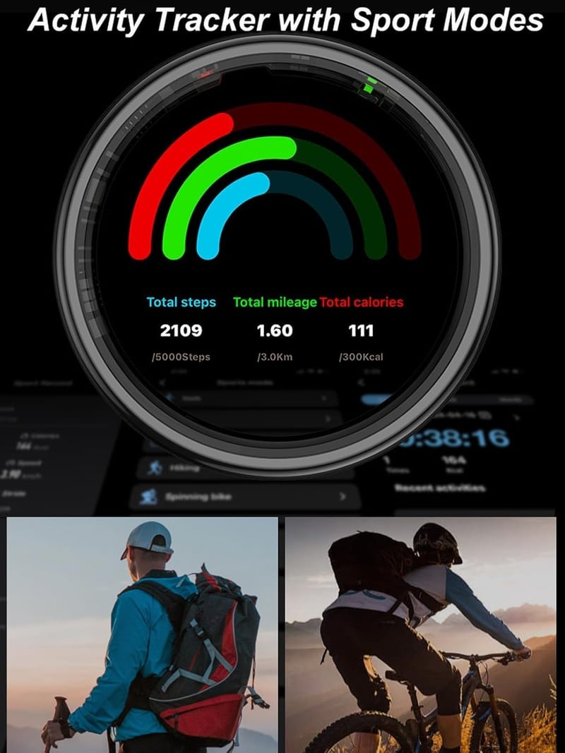 Findtime Okos Gyűrű Kijelzővel Pulzusmérő Véroxigén Monitor Lépésszámláló Vízálló Fitness Tracker - Y(#12), black