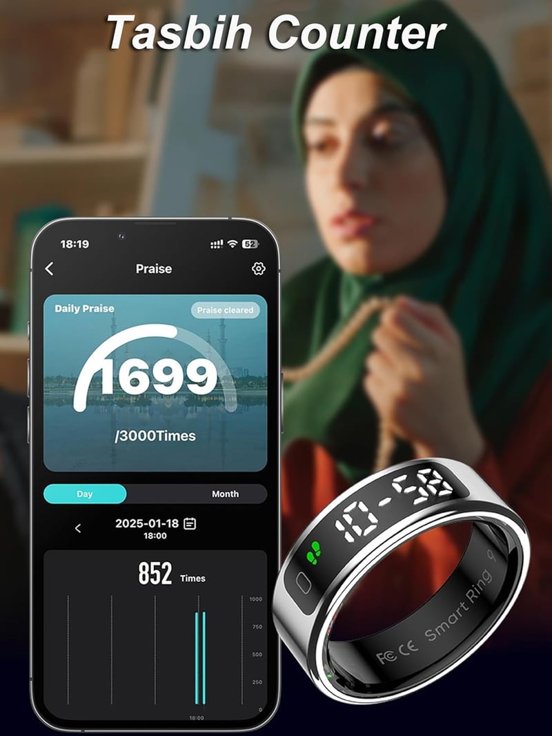 Findtime Okos Gyűrű Kijelzővel Pulzusmérő Véroxigén Monitor Lépésszámláló Vízálló Fitness Tracker - Y(#12), black