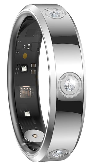 Findtime Smart Ring srebrni pametni prsten, mjerač pulsa, zasićenost kisikom, praćenje sna, brojač koraka, kalorije, vodootporan, daljinski upravljač za kameru, fitness prsten za žene