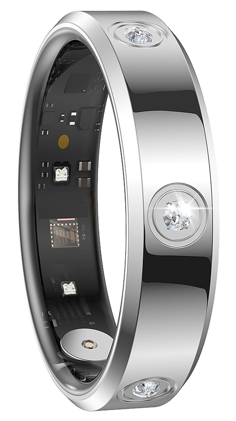 Inteligentný prsteň Findtime Smart Ring strieborný, monitor tepu, kyslík v krvi, sledovanie spánku, krokomer, kalórie, vodotesný, diaľkové ovládanie fotoaparátu, fitness prsteň pre ženy