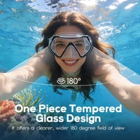 Mască de scufundări și snorkeling Findway la 180 de grade pentru adulți și adolescenți, cu sticlă securizată, protecție nazală anti-aburire și baretă reglabilă 2