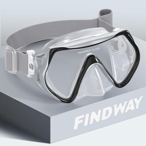 Mască de scufundări și snorkeling Findway la 180 de grade pentru adulți și adolescenți, cu sticlă securizată, protecție nazală anti-aburire și baretă reglabilă