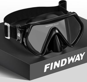 Mască de scufundări Findway cu protecție nazală pentru snorkeling, vizibilitate panoramică la 180 de grade, sticlă securizată, anti-aburire, pentru adulți și adolescenți, cu baretă reglabilă