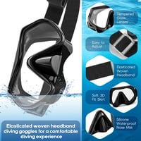 Mască de scufundări Findway cu protecție nazală pentru snorkeling, vizibilitate panoramică la 180 de grade, sticlă securizată, anti-aburire, pentru adulți și adolescenți, cu baretă reglabilă 4