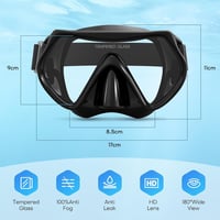 Mască de scufundări Findway cu protecție nazală pentru snorkeling, vizibilitate panoramică la 180 de grade, sticlă securizată, anti-aburire, pentru adulți și adolescenți, cu baretă reglabilă 5