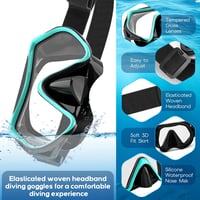 Mască de scufundări cu snorkel Findway, panoramă de 180 de grade cu sticlă securizată, protecție nazală anti-aburire și baretă textilă reglabilă pentru adulți și adolescenți 4