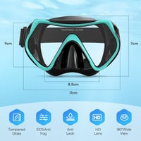 Mască de scufundări cu snorkel Findway, panoramă de 180 de grade cu sticlă securizată, protecție nazală anti-aburire și baretă textilă reglabilă pentru adulți și adolescenți 5