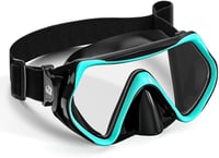 Mască de scufundări cu snorkel Findway, panoramă de 180 de grade cu sticlă securizată, protecție nazală anti-aburire și baretă textilă reglabilă pentru adulți și adolescenți 1
