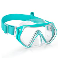 Ochelari de scafandru pentru copii Findway cu baretă din material textil, mască de snorkeling pentru băieți și fete, anti-aburire, mască de scufundări panoramică HD 180° cu protecție nazală, 6-16 ani, turcoaz 1