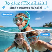 Ochelari de scafandru pentru copii Findway cu baretă din material textil, mască de snorkeling pentru băieți și fete, anti-aburire, mască de scufundări panoramică HD 180° cu protecție nazală, 6-16 ani, turcoaz 7
