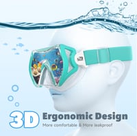 Ochelari de scafandru pentru copii Findway cu baretă din material textil, mască de snorkeling pentru băieți și fete, anti-aburire, mască de scufundări panoramică HD 180° cu protecție nazală, 6-16 ani, turcoaz 5