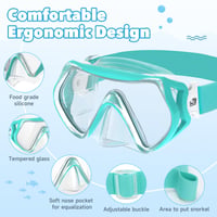 Ochelari de scafandru pentru copii Findway cu baretă din material textil, mască de snorkeling pentru băieți și fete, anti-aburire, mască de scufundări panoramică HD 180° cu protecție nazală, 6-16 ani, turcoaz 6