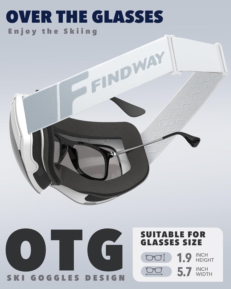 Findway Síszemüveg Szemüvegeseknek Mágneses Lencsékkel Anti-Fog Technológiával - 2-Ski goggles, A1 Silver/White (VLT 10.2%)