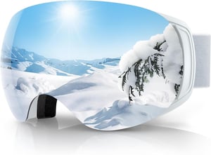 Findway magnetske skijaške naočale OTG (za one koji nose naočale), protiv magljenja - srebrne/bijele (VLT 10,2%)