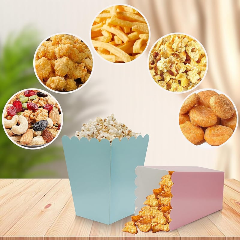 FINEASY 22 db Popcorn Tasak Szett Rózsaszín Kék Parti Cukorkás Tálca Filmest Születésnap