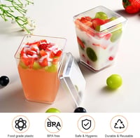 FINEASY 40 db desszert pohár tetővel és kanállal 150 ml műanyag 3