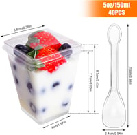 FINEASY 40 db desszert pohár tetővel és kanállal 150 ml műanyag 2