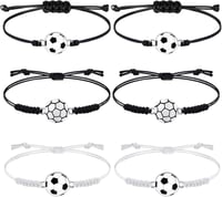 Set de 6 brățări cu tematică fotbalistică pentru copii FINEASY, brățări împletite reglabile 1