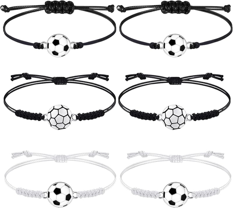 Set de 6 brățări cu tematică fotbalistică pentru copii FINEASY, brățări împletite reglabile